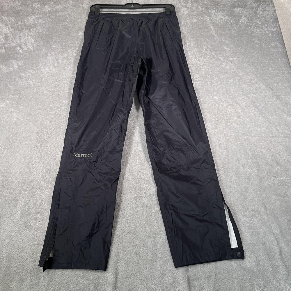 Marmot Rain Pants Mens XL Black Nylon‎ Ankle Snap Waterproof Hiking Shell